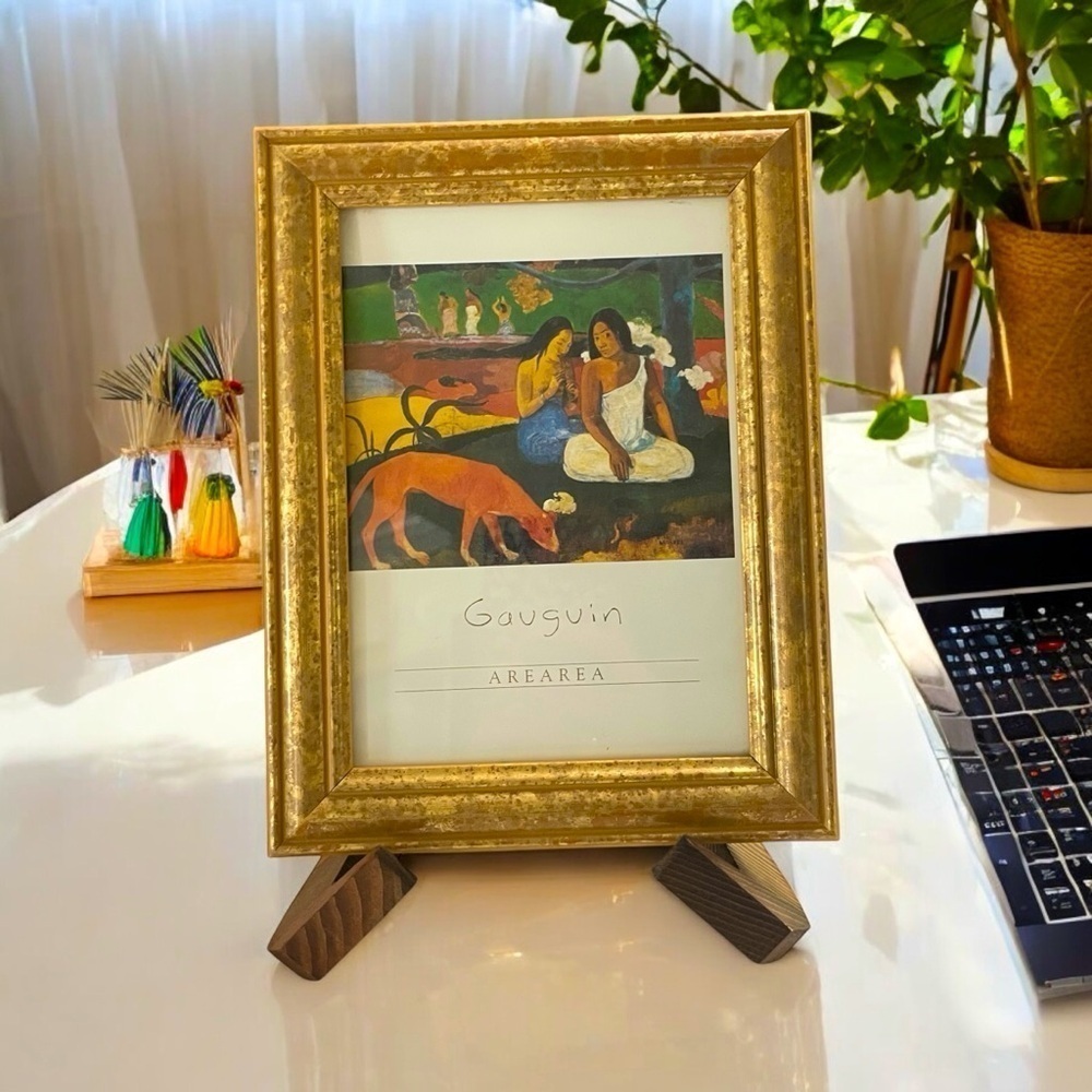 Paul Gauguin Arearea Tahitian
Women and Red Dog with Blue Tree Print Framed 5x7